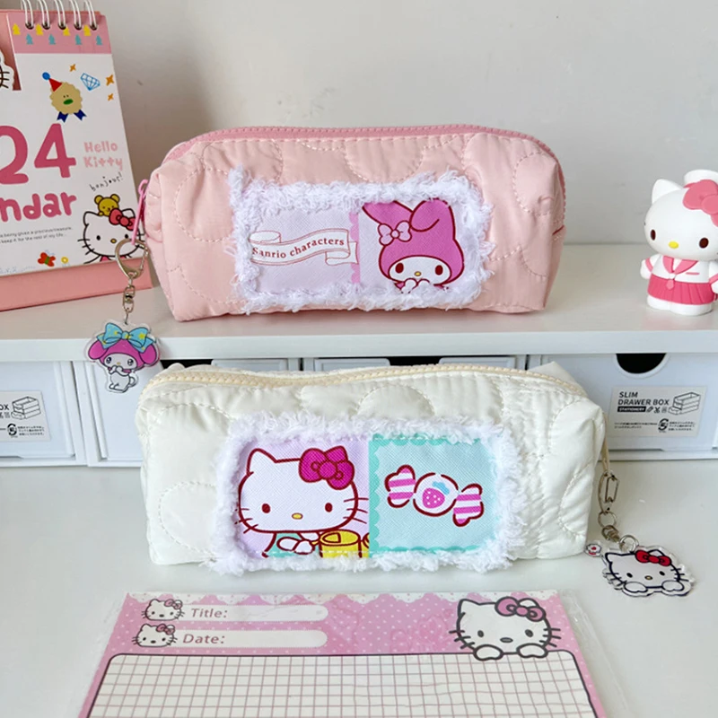 Kawaii kantong Pensil kapasitas besar tempat pena lucu Kt kucing tas kosmetik gadis perlengkapan siswa hadiah alat tulis