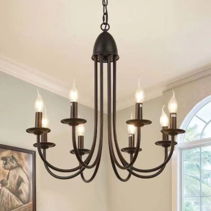 American Retro Metal Multi Head Pendant Lights Modern Personality Hanging Lamps Living Room Bedroom