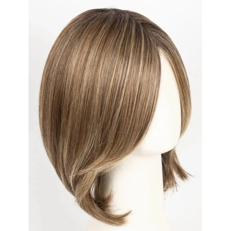 Real Hair New Fashion Women's Layered Golden Brown Straight Wigs 12 Inch