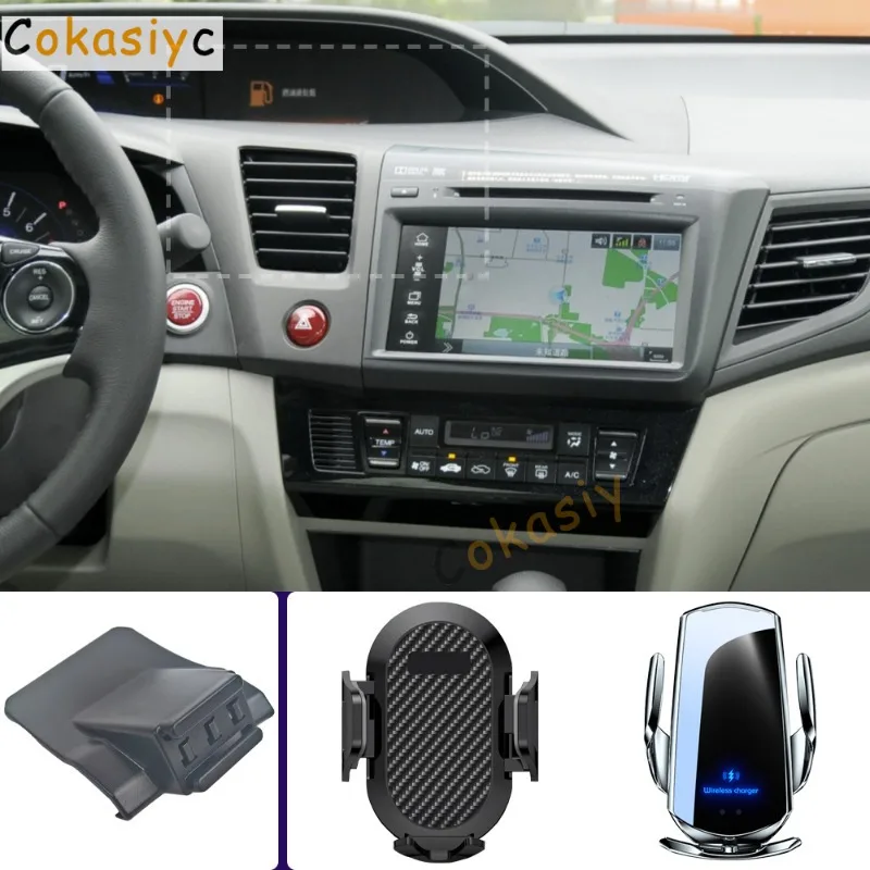 Suporte de Telefone para Carro para Honda Civic MK9 9ª Geração 2012 2013 2014, Suporte de Celular com Carregamento Sem Fio, Base Fixa Especial, Acessó