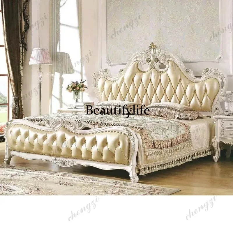 Medium Range Base Double Bed Wooden High Sleeper Adults Full Size Double Bed Bedroom Luxury White Camas De Dormitorio
