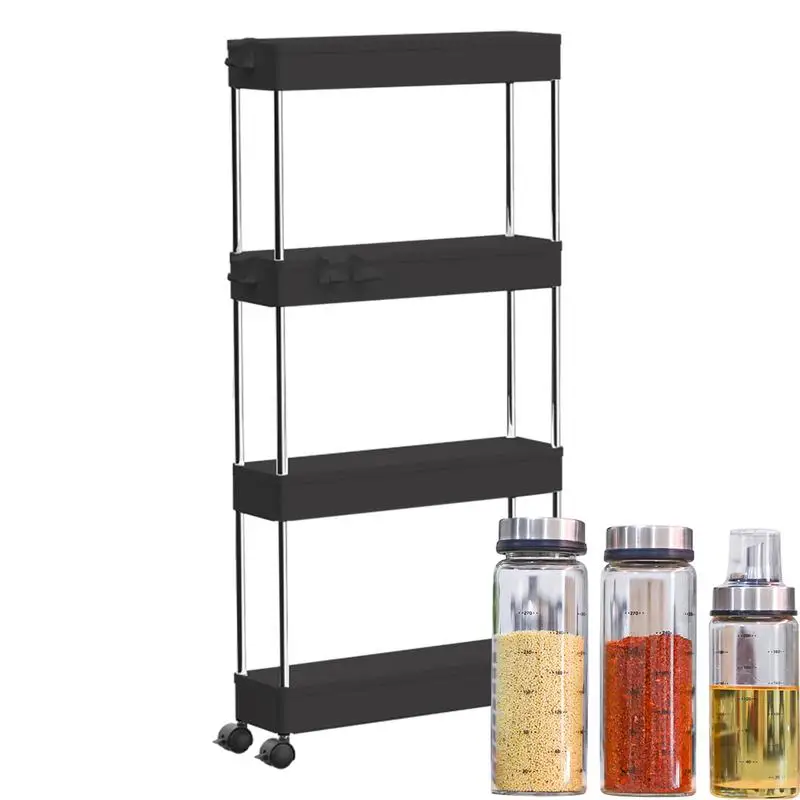 

3/4 Tier Rolling Utility Cart Storage Shelf Movable Gap Storage Rack Bathroom Organizer Mobile Shelving Unit Livingroom Rack