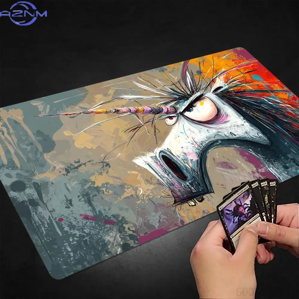 Rebellious Unicorn MTG Playmat Magic Card Battle Mat Non-Slip Durable 35X60CM Commander playmat Board Game Mat for TCG