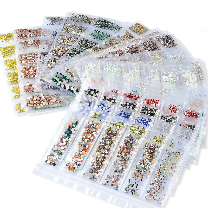 1440pcs 20Colors Glitter 3D FlatBack Glass Nail Art Clear Crystal AB Rhinestones Shiny Gem Manicure Accessories