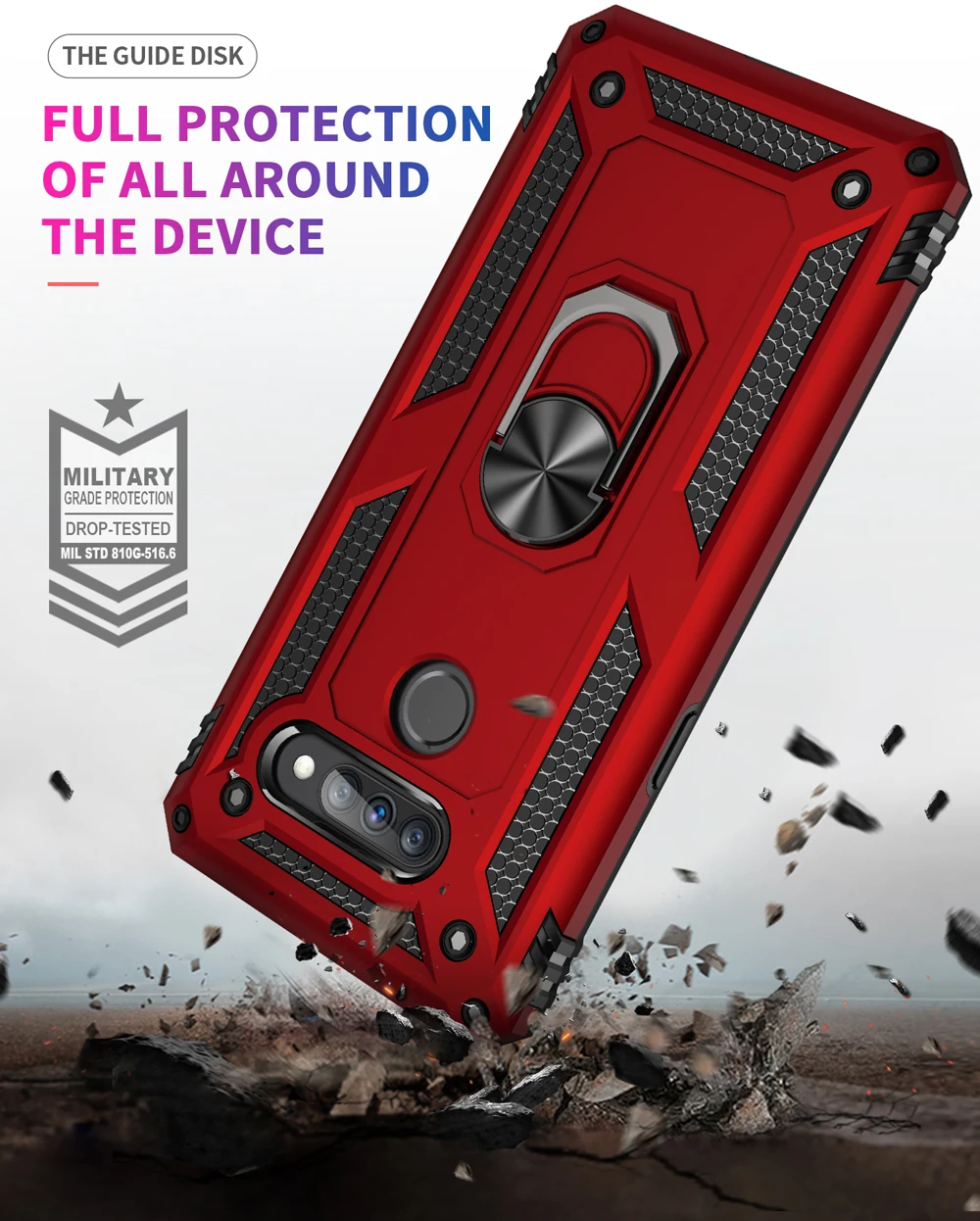 6.5\'\' Luxury Ring Holder Stand Protective Shell for LG K50 S lgk50s K50S Case Armor Rugged Fundas Bumper Shockproof Cover