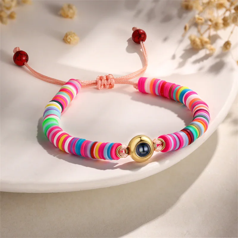 DHQH Wholesale Personalized Projection Photo Colorful Rainbow Bracelet Customization Commemorative Photo Bracelet Christmas Gift