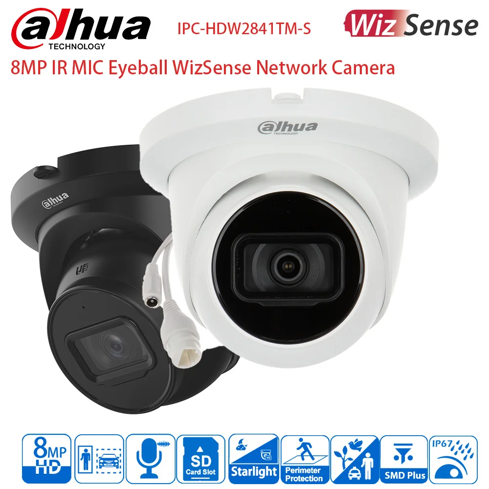 

Уличная IP-камера Dahua 8MP 4K с ИК-подсветкой, WizSense, микрофоном, слотом для SD-карты, металлический корпус, модель IPC-HDW2841TM-S