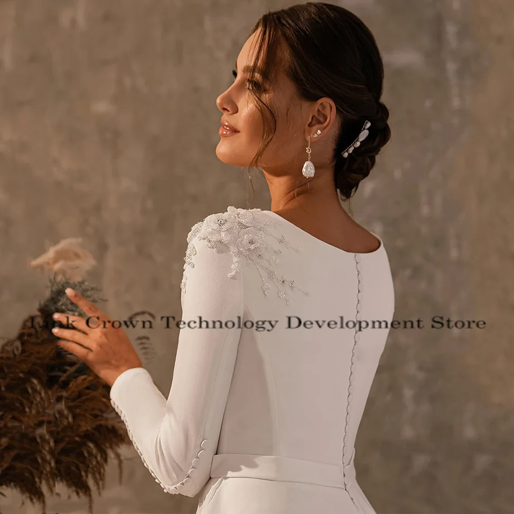 Charmante robe de mariée ivoire avec mousseline de soie pour femme, manches longues, patients, tout ce qui est pour femme, train court, nouveau, été, 2024, 2025