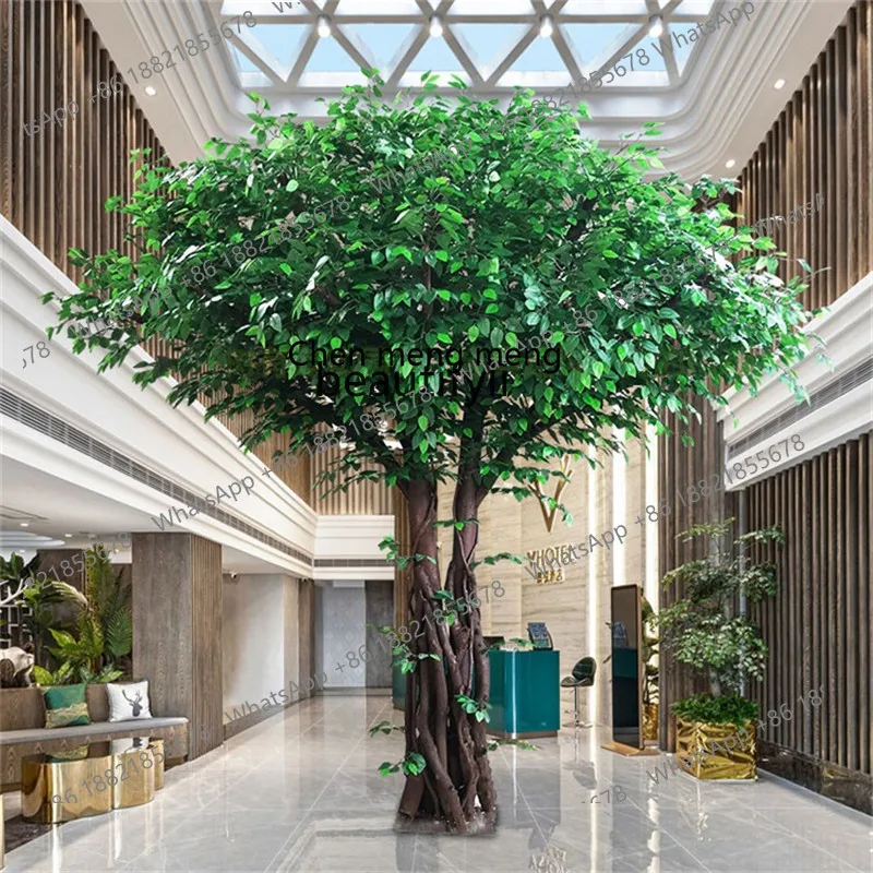 S7486 ss Emulational Fake Tree Simulation Banyan Tree Large Plant Living Room Pachira Macrocarpa Solid Wood Trunk