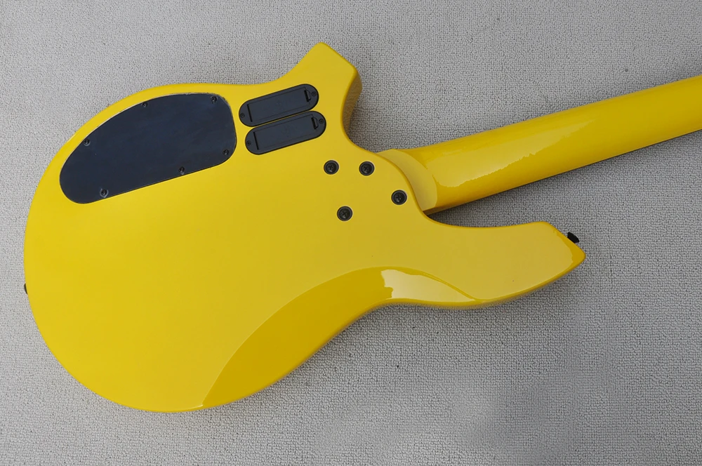 5 Strings Yellow Electric Bass Guitar with Active Circuit,Rosewood Fretboard,24 Frets,Can be Customized