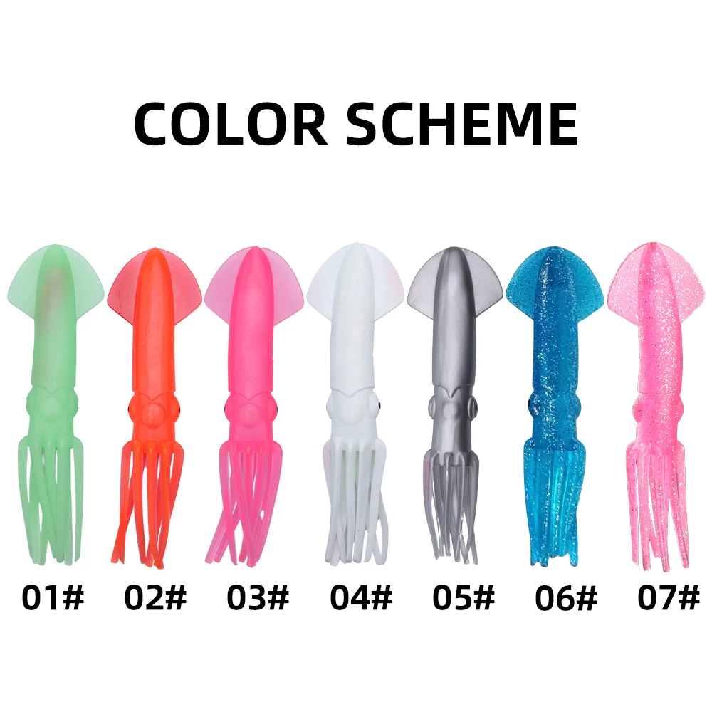 1 قطعة 220 مللي متر الحبار لينة إغراء الأخطبوط الصيد الطعم الاصطناعي الصيد الطعم ذيل طويل قارب البحر العميق التصيد إغراء