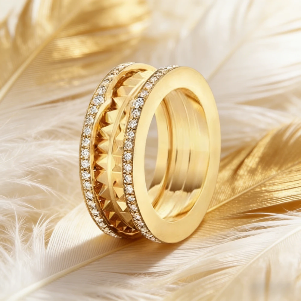 

Premium Jewelry 2025 New Fashion Gear Zircon Ring Creative Luxury Handcrafted Jewelry