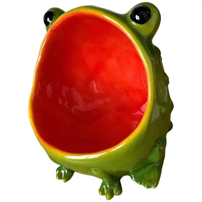 PORK-Resin Frog Jewelry Bowl Decorative Vanity Catchall Rings For Desk Shelf Decor Organizer