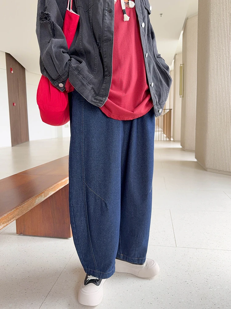 

VOGANA High Waist Loose Fit Banana Pants Street Style Oversized Denim Jeans for plus Size Women Cotton Polyester Spandex
