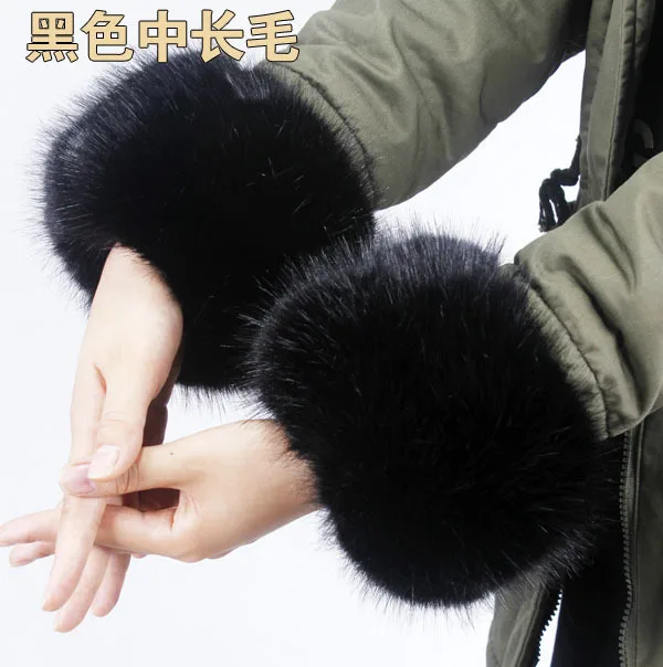 Faux Fur Cuff Warmer Lady Natural Fur Sleeves For Women Furry Luxury Jackets Oversleeve High Quality Wrist Wristbands