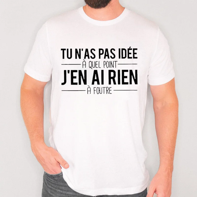 تي شيرت ليس لدي فكرة كم لا أهتم مضحك الفكاهة الفرنسية يقتبس تي شيرت لينة للجنسين تي شيرت موضة ملابس كاجوال