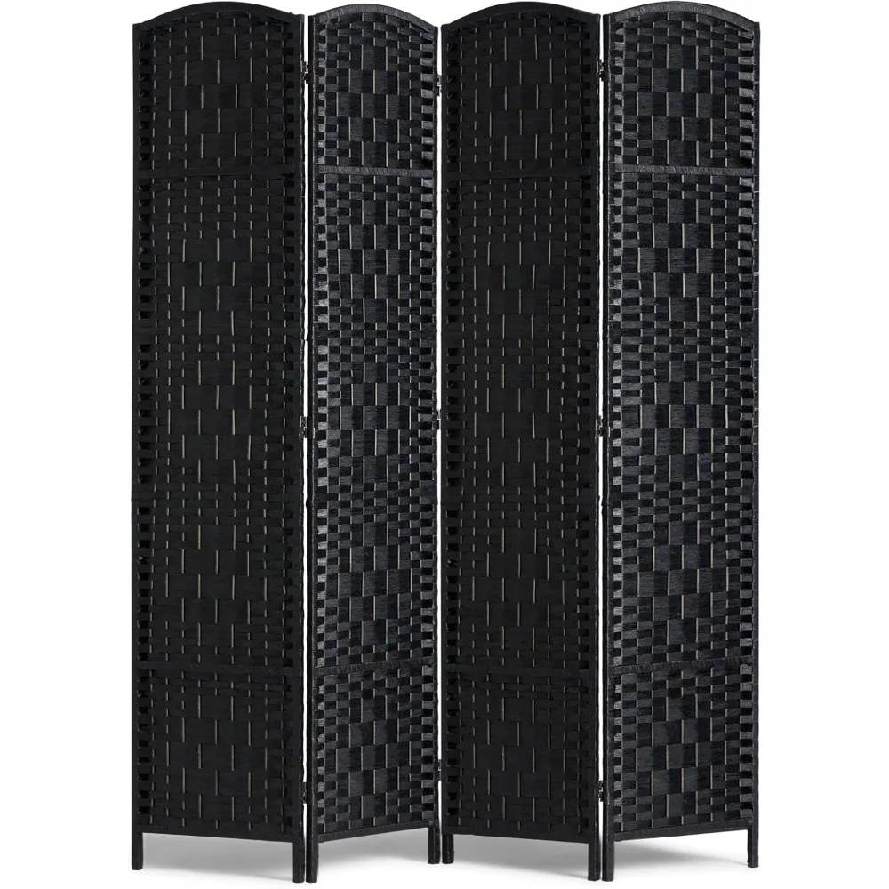 

4 Panel Room Divider,Hand-Woven Folding Privacy Screens with Hinges,Portable and Freestanding Partition Room Dividers