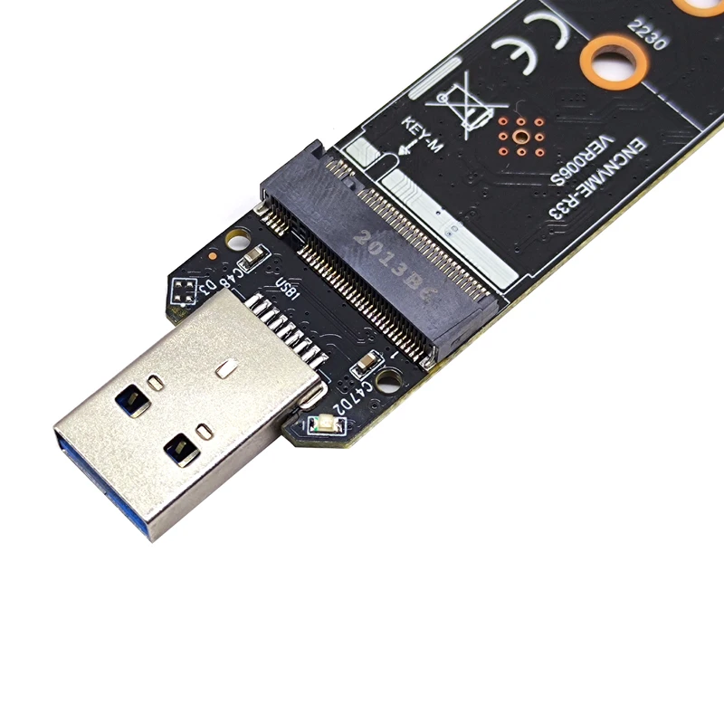 Adaptateur M.2 vers USB 3.0 pour protocole touristique, carte SSD M.2 NVcloser PCIe NGFF SATA M2 SSD pour 2230 2242 2260 NVcloser/SATA M.2 SSD RTL9210B