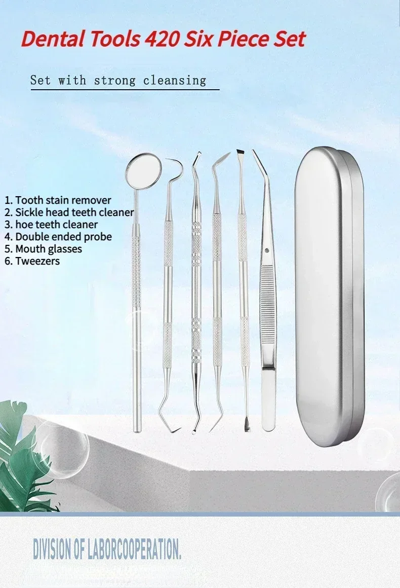 

6/5/4/3Stainless Steel Dental Tools Oral Care Set Endoscope for Tooth Removal Endoscope Tooth Removal Tartar Removal Iron Box