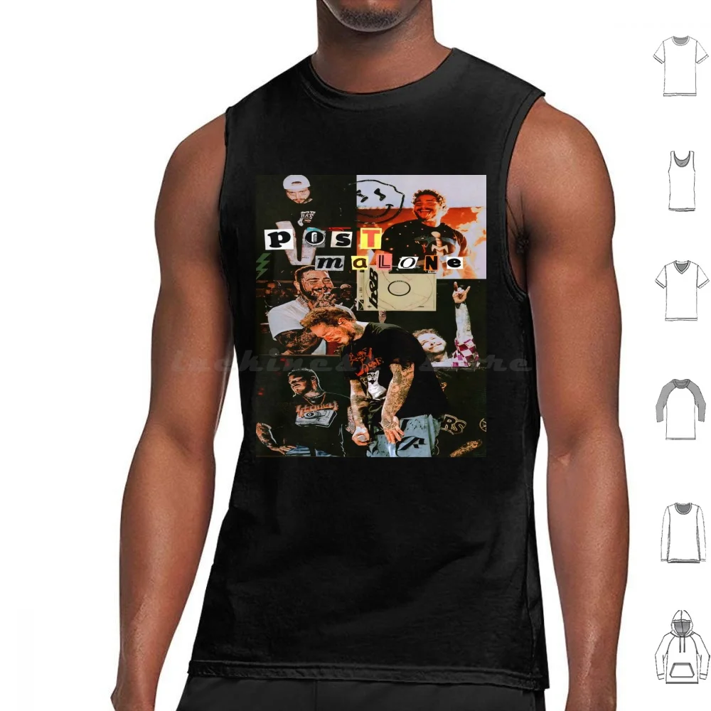 Celebrating Ppoosstmalone Tank Tops Print Cotton Malone Postys Black Post Hip Hop Ghost Retro Rap Rapper Celebrating