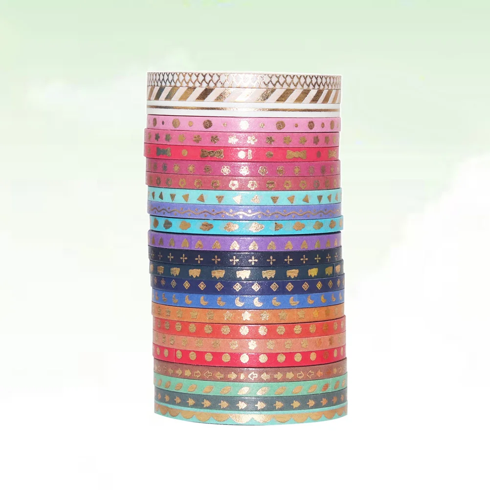 

Creative 24 Rolls 3Mm Foil Gold Skinny Washi Tapes for DIY Crafts and Stationery Decoration Decoration Washi Tape