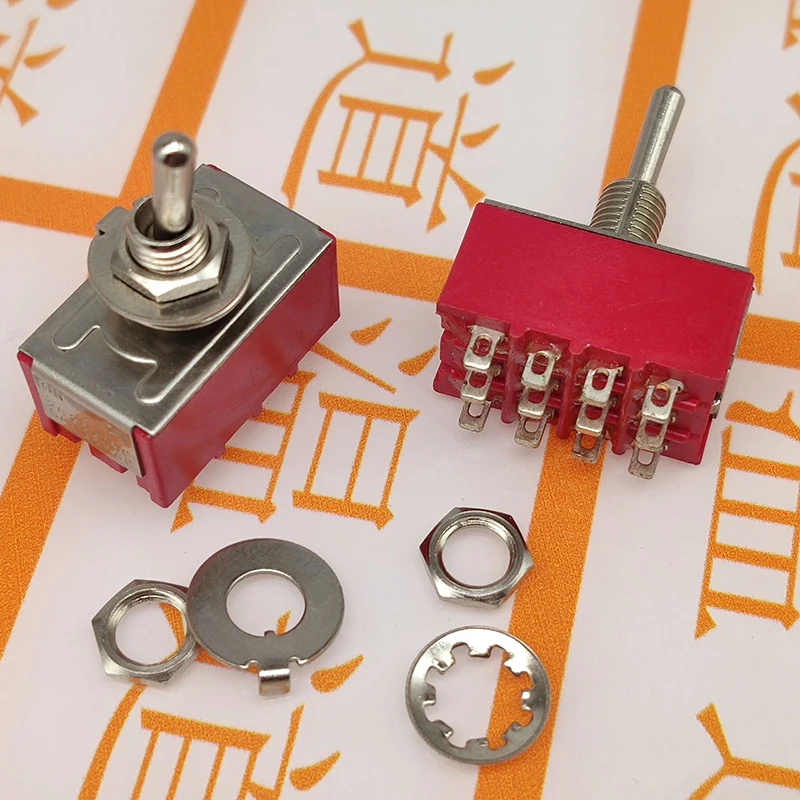 1 PCS 12Pin Toggle Switches Red 2/3 Position ON-ON DPDT Mini Toggle Switches 5A/125V-2A/250V AC MTS-402 Push Button Switch