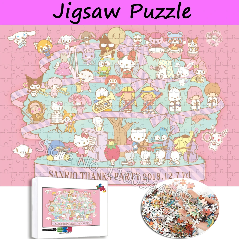 

Sanrio Thank вечерние головоломки для детей, картинки Hello Kitty, пазлы для взрослых ручной работы, хобби