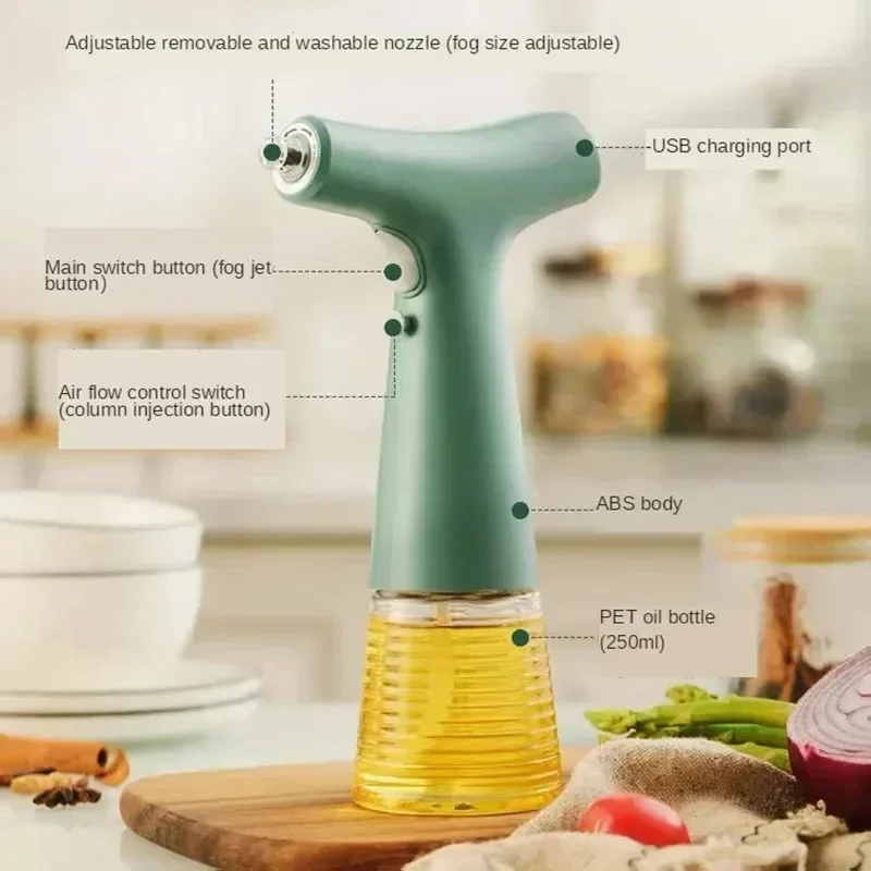 Electric Olive Oil Spray Bottle Dispenser USB Charging Creative Soy Sauce Jar Vinegar Storage Bottle For BBQ Kitchen Oil Sprayer view 2