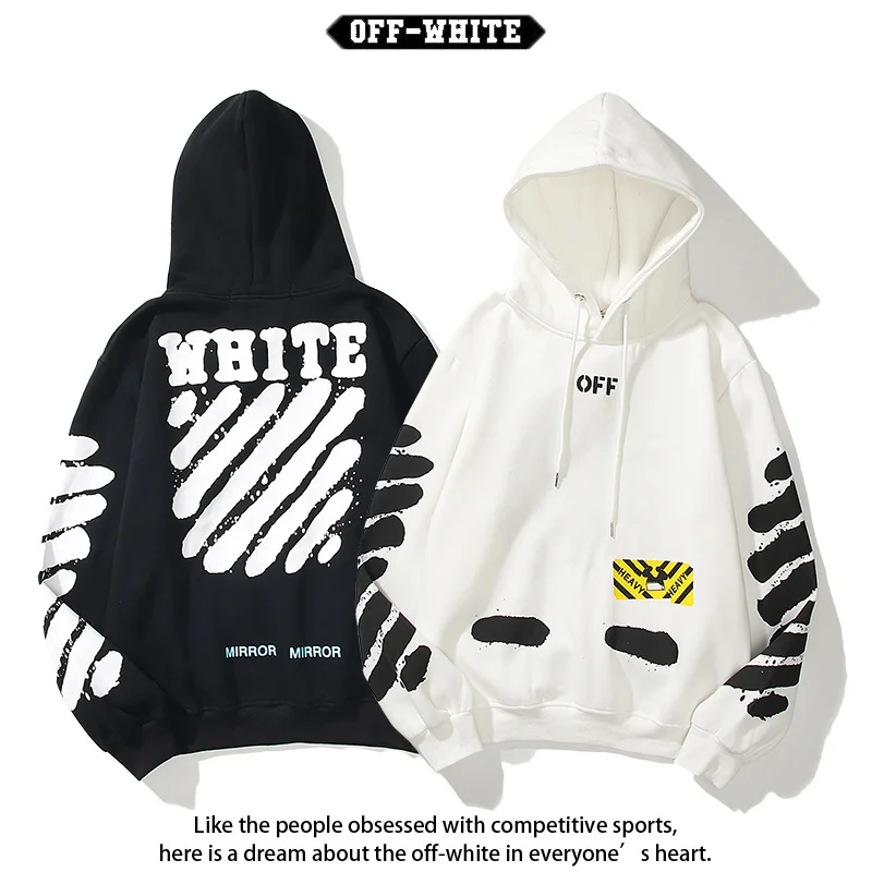 أوف وايت C O VIRGIL ABLOH الهيب هوب نمط موجة خط مطبوعة هوديي البلوز الرجال النساء الخريف الشتاء جديد وصول الملابس