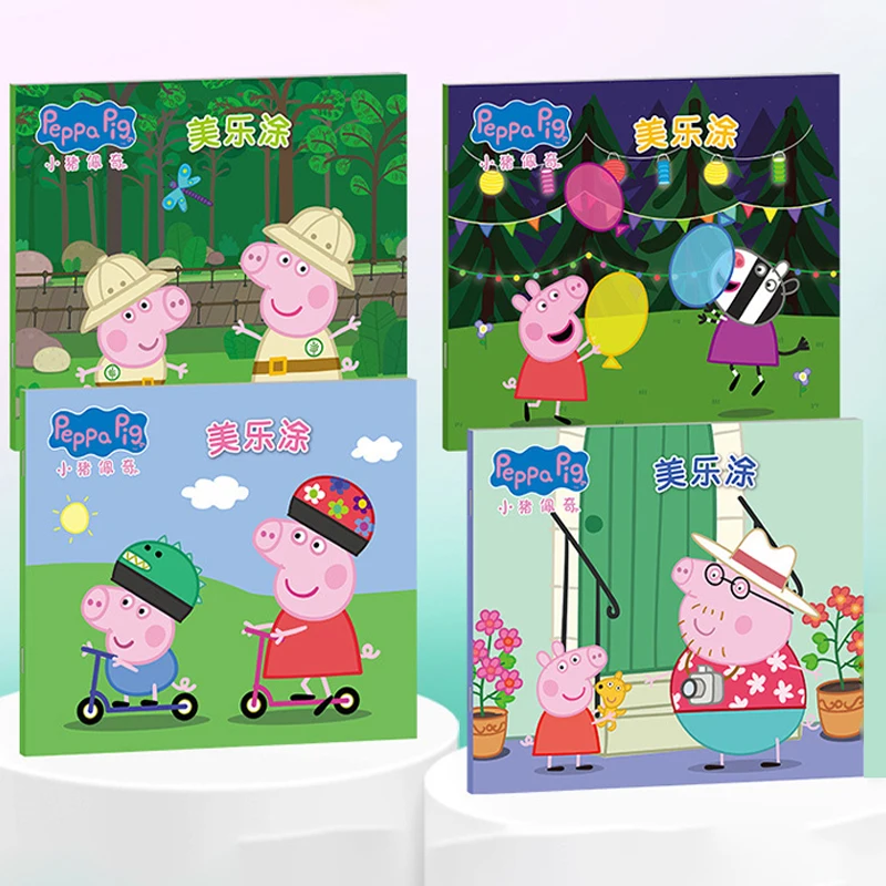 4 stuks Peppa Pig schilderboek kinderschilderboek baby graffiti schilderboek vroege onderwijs cadeau speelgoed