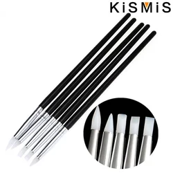 KISMIS 5Pcs/Set Soft Silicone Nail Art design stamp Pen Brush Carving Craft Pottery Sculpture UV Gel Building brushes Pencil DIY