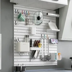 DIY Pegboard aksesuarları hiçbir delme mutfak organizasyon raf garaj odası için saklama kutusu kanca duvar organizatör el sanatları