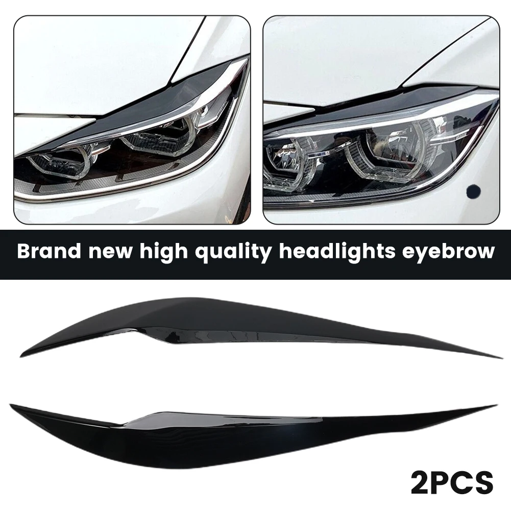 

2Pcs F30 ABS Plastic Black Headlight Cover Eyelid Gloss Black Eyebrow For BMW F30 Saloon 2012-2018 40*5*5cm Car Accsesories