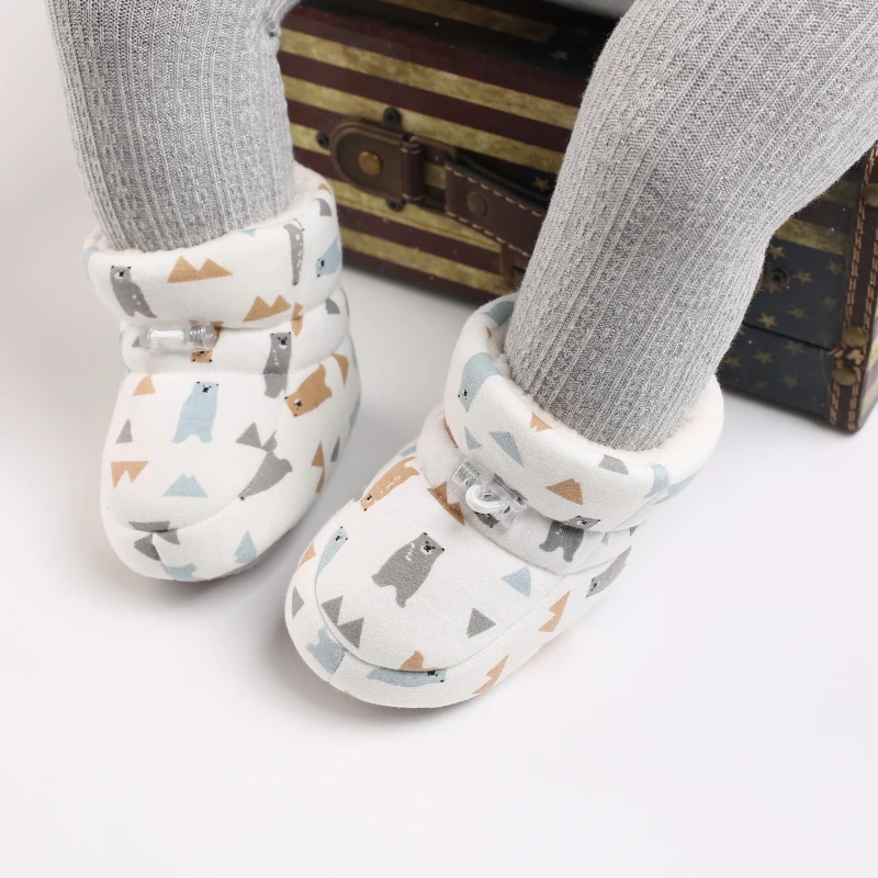 Baby Learning Walk Shoes, Winter Fleece Lined Animal Print Booties, Warm Soft Infant Footwear for Baby Boys Girls 0-1 Year view 6