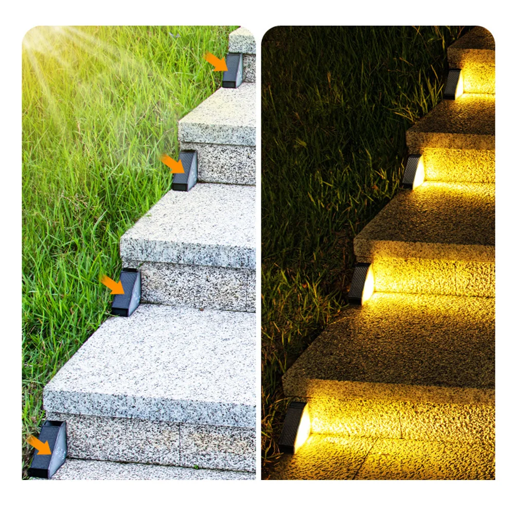 Opzioni di illuminazione versatili Luce per gradini a LED per esterni Illuminazione da giardino Luce calda 3000K 4-6 ore di ricarica Luce bianca 6000K