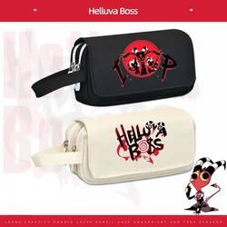 Helluva Boss Stolas, bolsas de lápices con grafiti de gran capacidad, color blanco y negro, almacenamiento de papelería ligero, suministros escolares de lujo, regalos