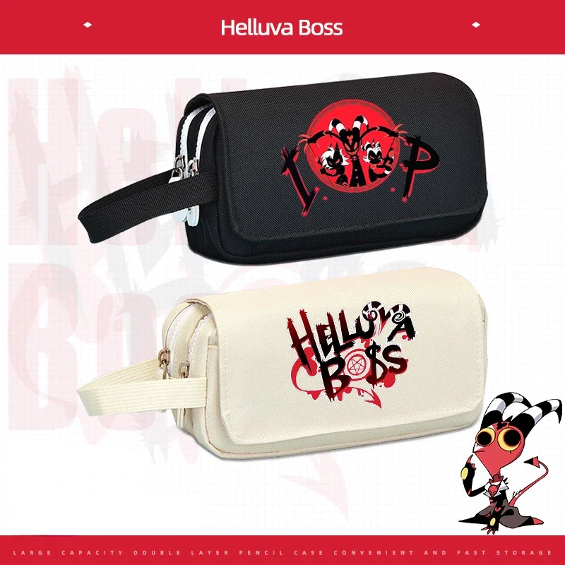 Helluva Boss Stolas Black White Large Capacity Graffiti Pencil Bags Lightweight Stationery Storage Luxury School Supplies Gifts