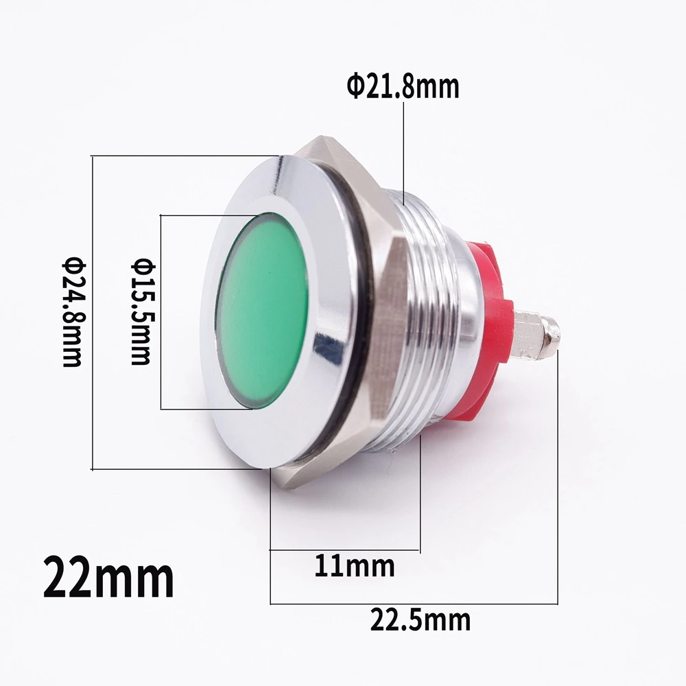 16mm 19mm 22mm Light Indicators Led Warning Signal Metal Pilot Lamp 3V 6V 12V 24V 220V Red Yellow Blue Green Screw/Pin Terminal