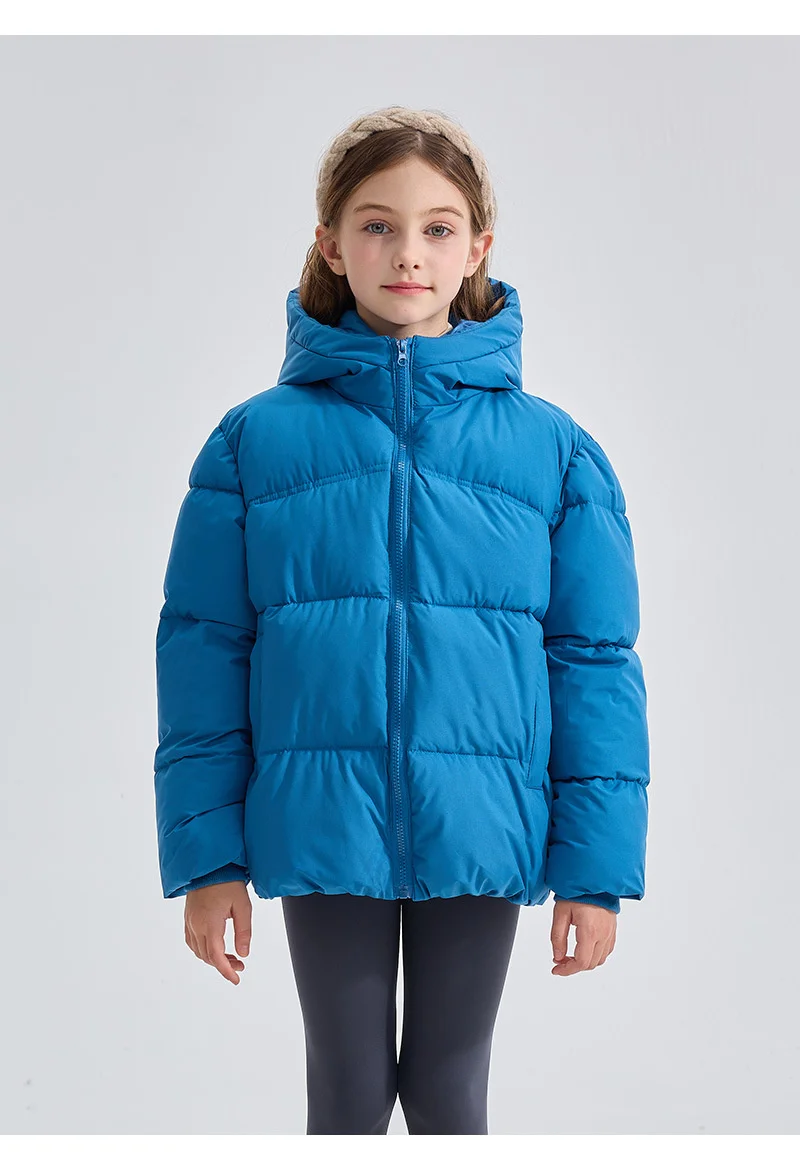 Children Down Cotton Jacket Winter New Plush Thickened Warm Coats Boys Girls Padded Solid Hooded Bread Outerwear 3-10 Years