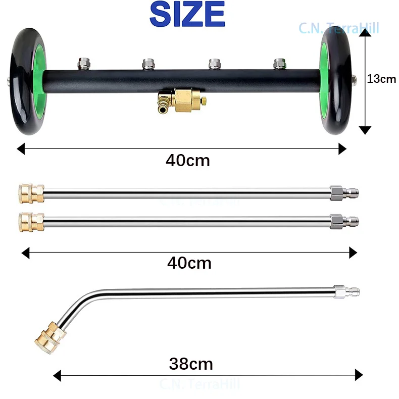 High Pressure Washer Surface Cleaner Dual Function Underbody Road Cleaning Brush with Extension Wand for Car Chassis