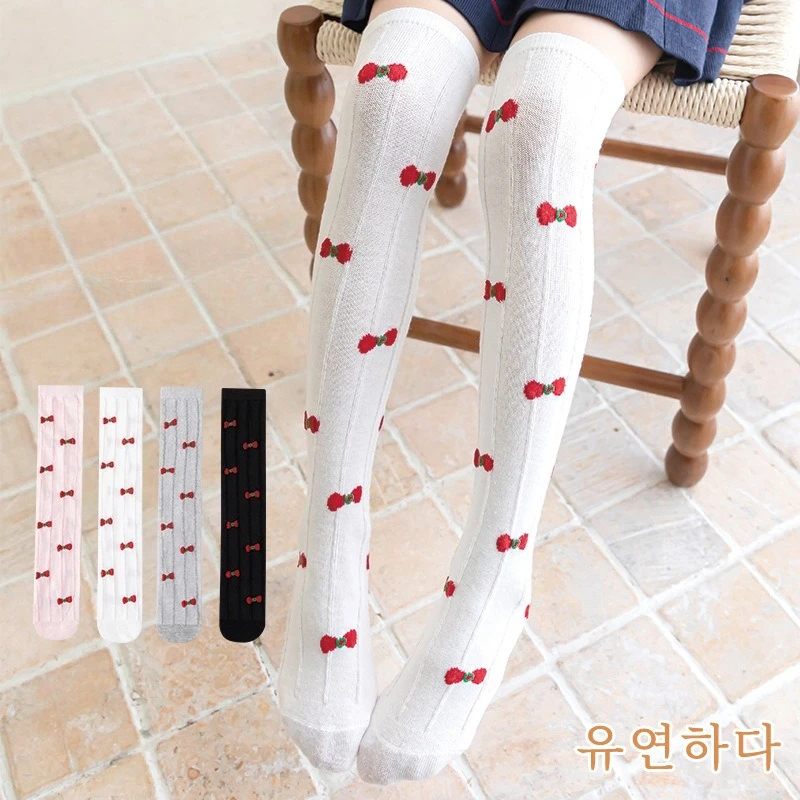 42CM Girls' Long Tube Socks for Spring and Summer Thin High Tube Over The Knee Children Baby Butterfly Knot Mosquito Proof Socks