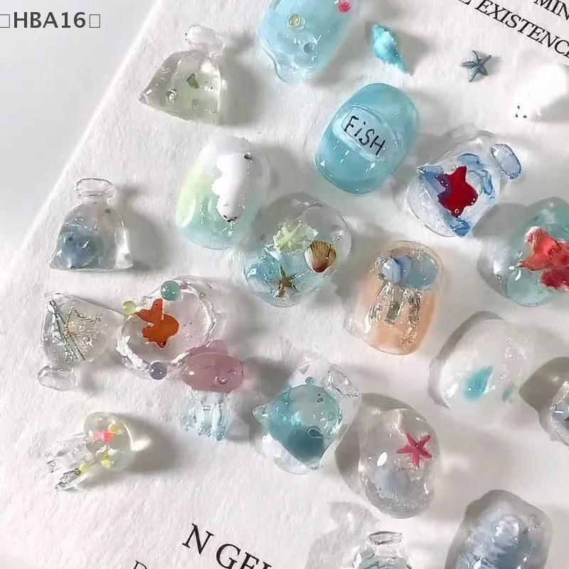 1 pz Conchiglia di mare Stella marina Pesce rosso Medusa Pesce Stampo per unghie in silicone 3D Estate Mare Medusa Stampo in silicone fai da te Stampo per nail art