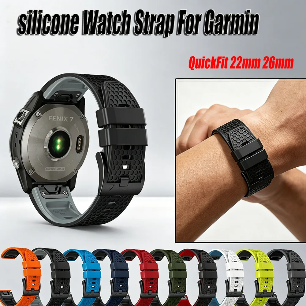QuickFit 22mm 26mm silicone Watch Strap For Garmin Fenix 8 47mm 51mm 7 6 5 7X 6X 5X COROS VERTIX 2/2S Replacement  Watch Band