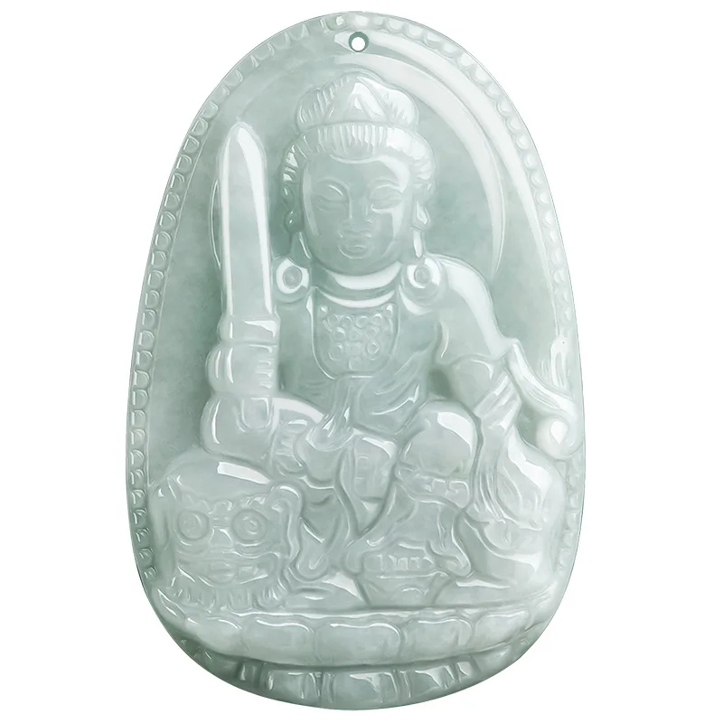Natural Myanmar Jade Pendant Eight Guardian Gods Twelve Zodiac Guanyin Bodhisattva Charm Jewelry Gift for Men and Women