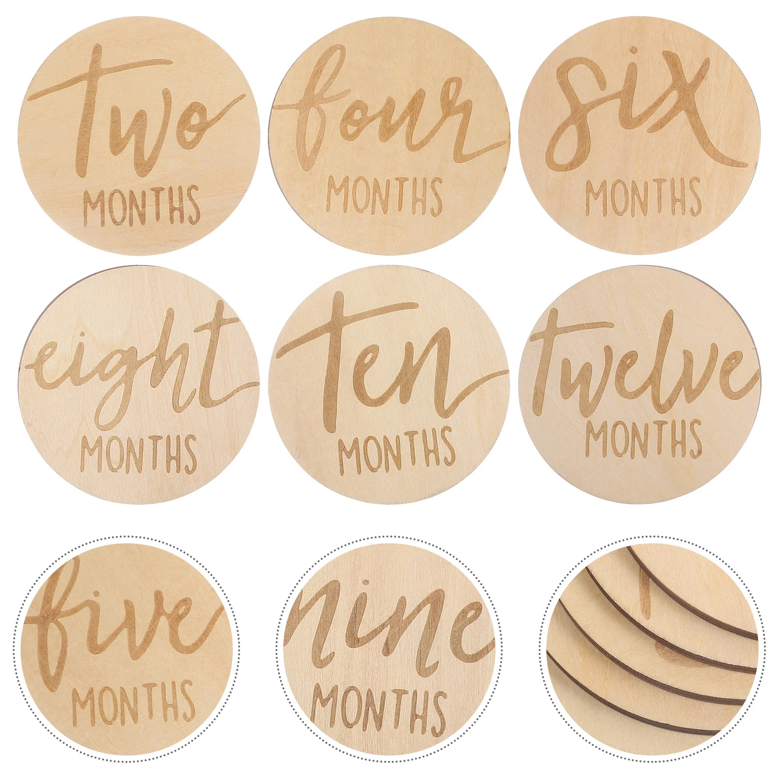 

6 pcs Baby Growth Month Card Double Sided Newborn Labels Milestones Wooden Sign Monthly Marker Photo Props Craft Gifts