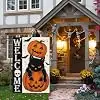 Heyfibro Halloween Black Cat Welcome Garden Flag 12 x 18 Inch Vertical Double Sided Burlap,Lantern Pumpkin Bat Skull Yard Ba llz