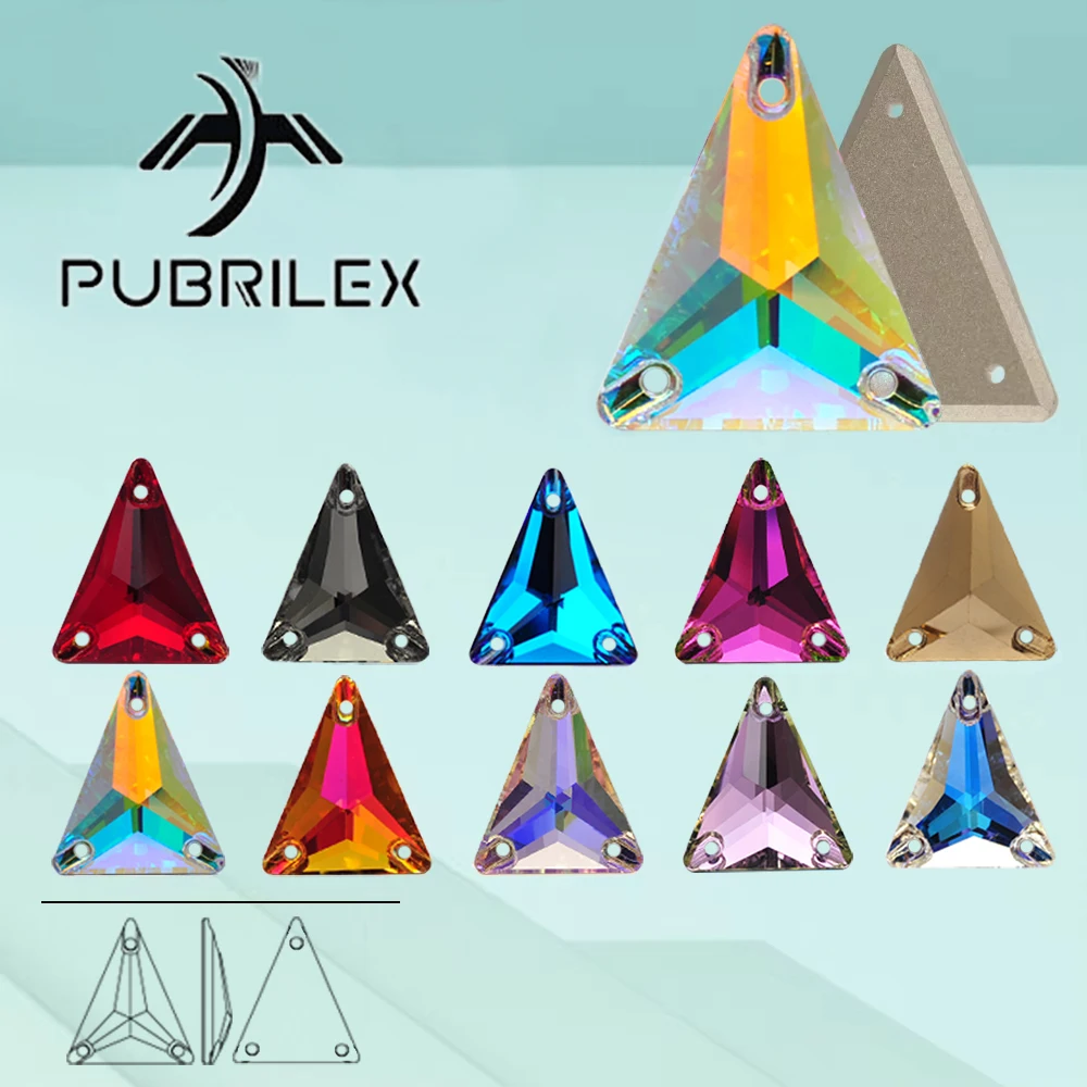 PUBRILEX Slim Triangle DIY Accessories Sew On Rhinestones Edges With Chamfers Glass Jewelry Decorations Crystal Clothing Stones