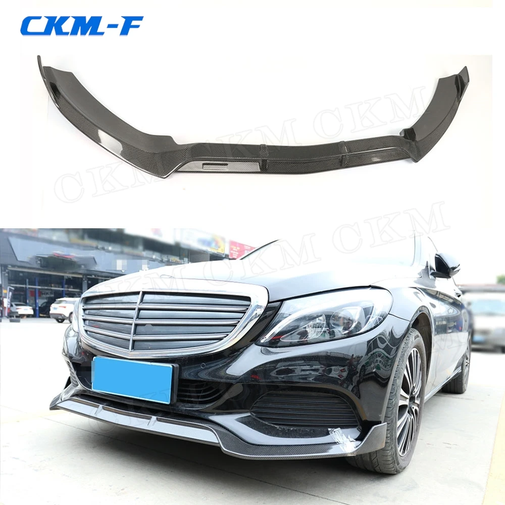 

C Class Carbon Fiber Front Bumper Lip Spoiler for Mercedes Benz W205 C63 AMG C180 C200 C260 Standard Bumper 15-19 Car Styling