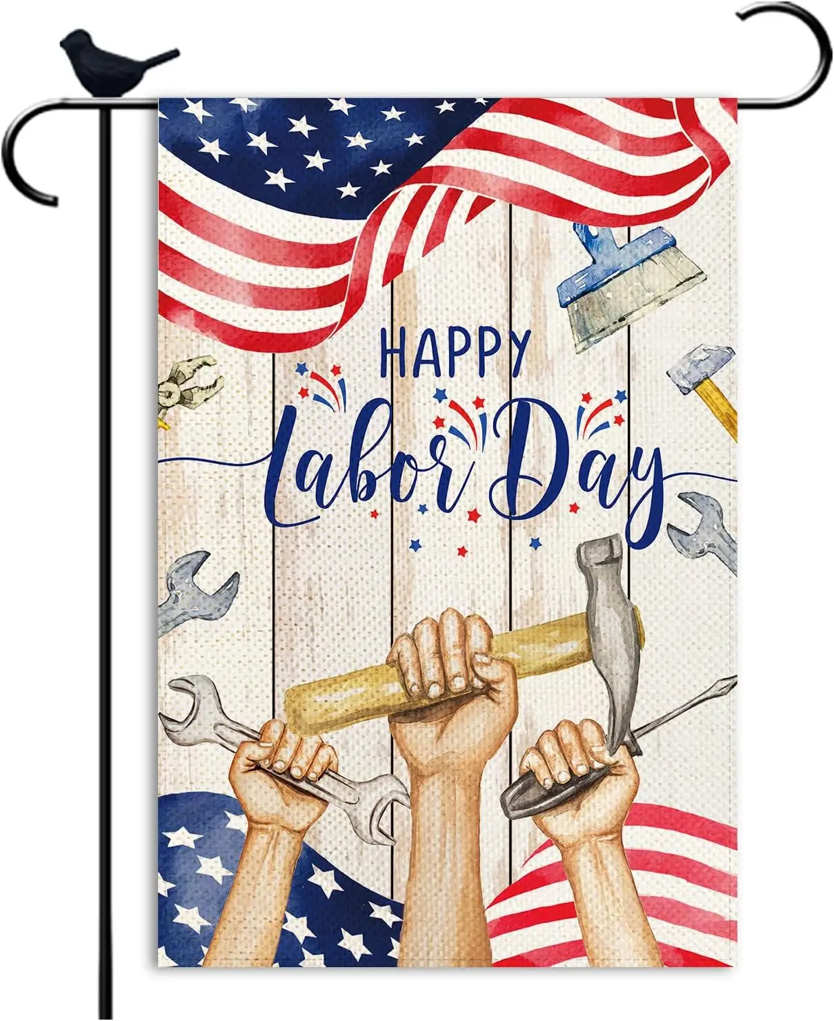 Happy Labor Day Garden Flag US Flag Small Garden Flags double sided Seasonal Burlap Garden Farmhouse Decor 12.5x18 Inch kkz
