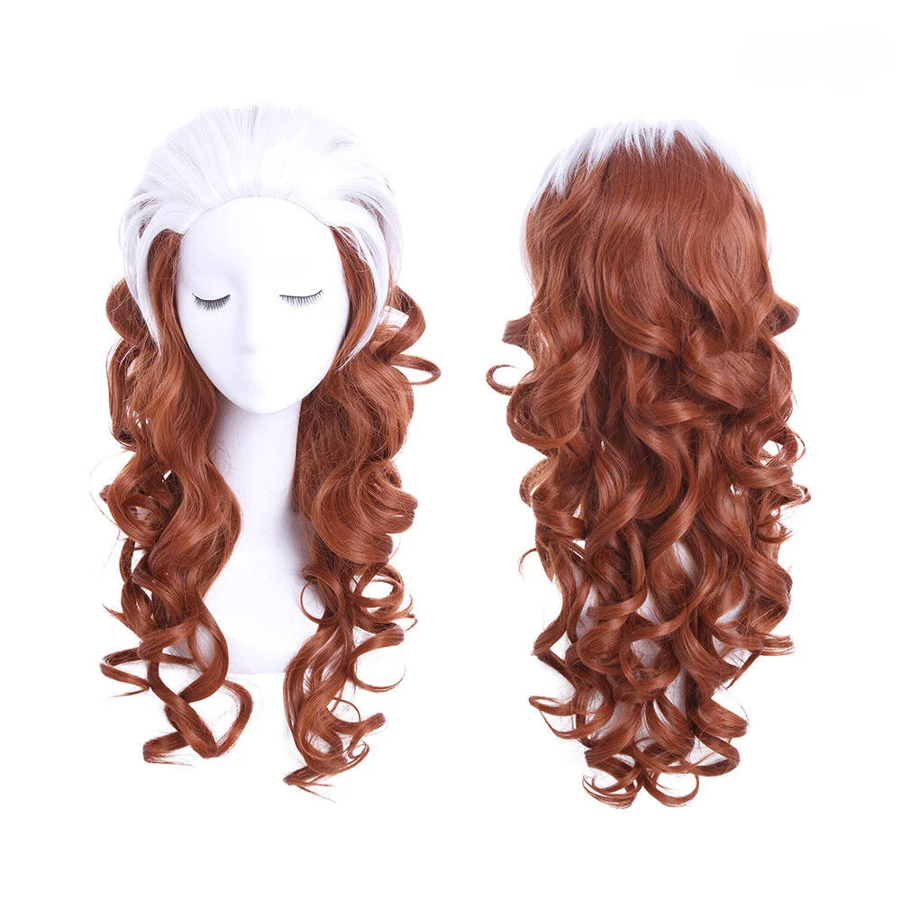 

Anna Marie 23" Long Curly Wavy Wigs Brown Mixed White Synthetic Wig